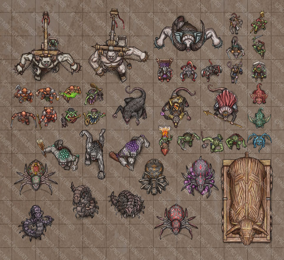 Goblin Caves Virtual Tabletop Token Set / VTT Tokens Collection
